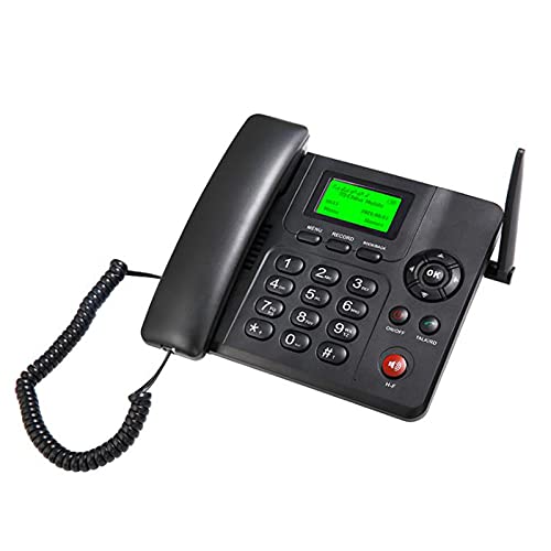 RQQYMX Teléfono De Escritorio gsm Inalámbrico,Cuatribanda, Teléfonos Fijos Tarjeta SIM Inalámbrica Teléfono De Escritorio Clásico gsm, Antena Externa, Teléfono Residencial gsm En Negro