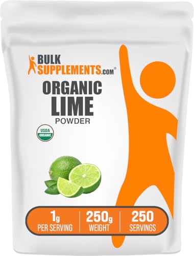BulkSupplements.com Organic Lime Powder - Organic Lime Flavoring Powder, Sourced from Citrus Aurantifolia Fruit - Air Dried & Gluten Free, 1g per Serving, 250g (8.8 oz) (Pack of 1)