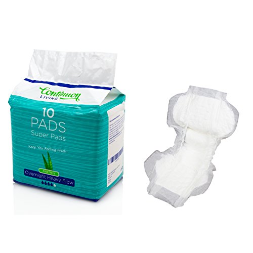 Continuon Living Incontinence Booster Liner Pads with Wings for Men and Women, Maximum Absorbency, XL Size, 10 Count