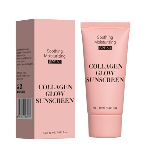 3PCS Collagen Glow Sunscreen SPF 50 - Soothing Moisturizing Face & Body Sunblock - Anti-Aging UV Protection with Hydrating Formu