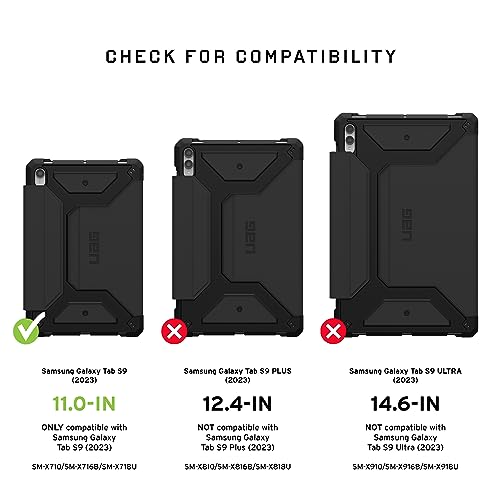 Urban Armor Gear 224339114040 Uag Designed For Samsung Galaxy Tab S9 Case 11 Inch 2023 Sm-X710 Metropolis Se Black, Multi-Angle Kickstand Folio With Auto Wake/Sleep & S Pen Holder Rugged Protective Cover By Urban Armor Gear thumb #1