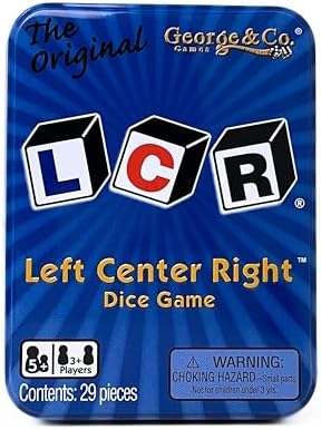 LCR Koplow Games Left Center Right Dice Game, Blue Tin