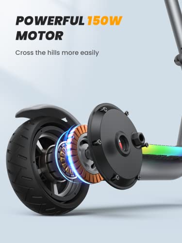 Electric Scooter For Kids, [Great Gift To Kids Age 6-12] Mcbob Kids Electric Scooter Colorful Ambient Light, Led Display, 3 Speeds 5/8/10Mph For Kids/Teens (Age 6-12, Silver) #TOP6