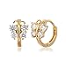 Windshow 18K Yellow Gold Plated Butterfly CZ Mini Huggie Hoop Earrings for Baby Girls Children Kids 0.48" (Clear)