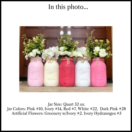 Set Of 5 - Painted Distressed Mason Jars - Choose Pint 16 Oz Or Quart 32 Oz, You Choose Jar Colors, Artificial Flowers Optional, Mason Jar Centerpiece Set, Boho Chic Baby Shower Centerpiece For Girls #TOP5