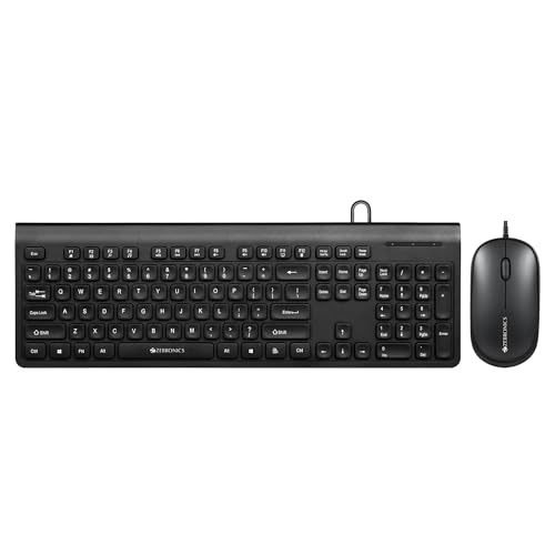 Image of ZEBRONICS JUDWAA 880 Wired USB Keyboard & Mouse Combo, Plug & Play, 105 +12 Integrated Multimedia Keys, 3 Button Mouse, 1000 DPI, High Precision, Advanced Optical Sensor