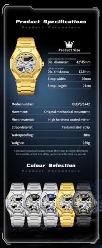 Image of OLEVS Automatic Watch for Men Self Winding Mechanical Luxury Business Stainless Steel Multi Calendar Waterproof Luminous Wrist Watches