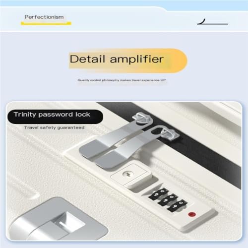 PANKERS Suitcase Fashionable Wide Trolley Suitcase, Multifunctional Large Capacity Suitcase, Universal Wheel Trolley Suitcase Suitcases, White3