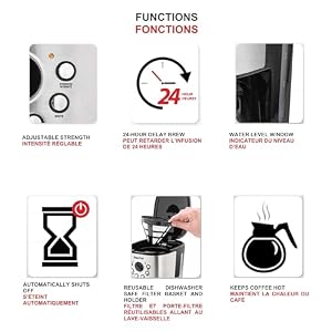 Starfrit 12-Cup Electric Drip Coffee Maker, Black/Silver Starfrit 12 Cup Electric Drip Coffee Maker BlackSilver
