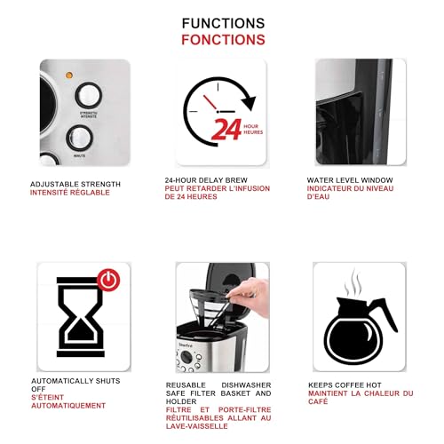Starfrit-12-Cup-Electric-Drip-Coffee-Maker-BlackSilver Starfrit 12 Cup Electric Drip Coffee Maker BlackSilver
