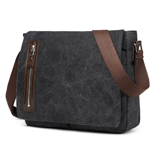 Vintage Canvas Messenger Bag Unisex Shoulder Bag Canvas Satchel Cross Body College Work Satchel Briefcase for 14 Inch Laptop2