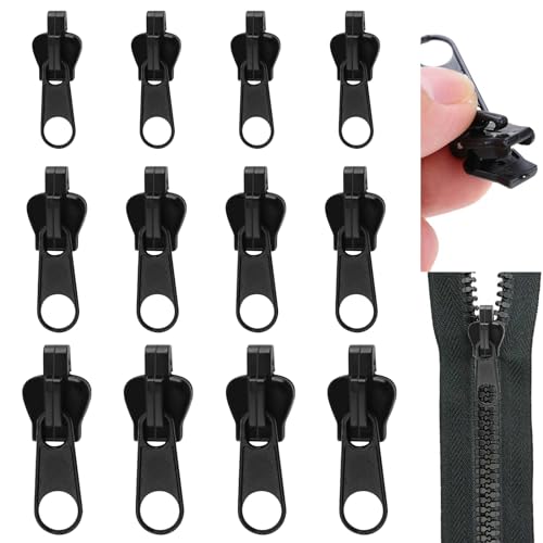 Fermeture éclair Zipper de remplacement, lot de 12 kits de réparation de fermeture éclair, fermetures éclair détachables pour vêtements, bagages, sacs à...