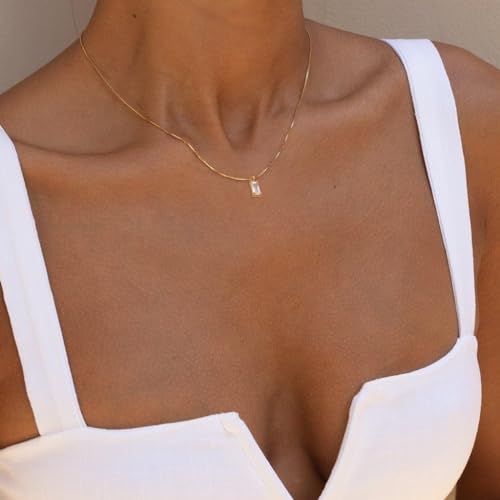 FUNEIA Kette Damen 14K Vergoldete/925 Sterling Silber mit Geburtsstein Anhänger Halskette Gold Silber Exquisit Frau Mädchen Mama Schmuck Geburtstag Hochzeitstag Valentinstag Muttertags Geschenk