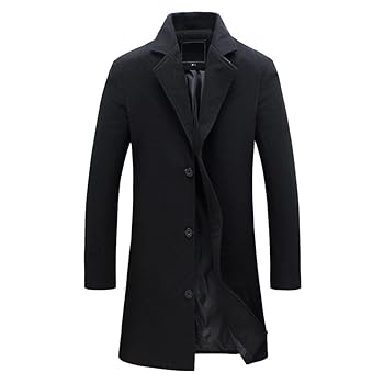 Woolen Coat Men's Korean Slim Mid-Length Windbreaker Male
