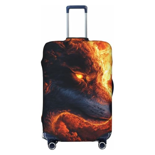 Colorful Wolf Elastic Travel Luggage Covers Dustproof Scratch-Resistant Suitcase Protector Fit 22-24 Inch