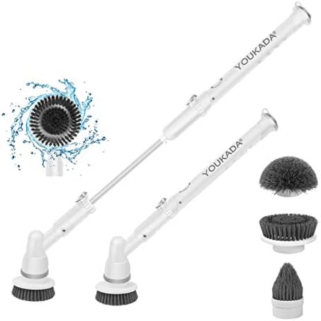 YOUKADA Electric Spin Scrubber, 360 Cordless Tile Cleaning Brush, Power Scrubber for Home and Kitchen (Sliver Gray)