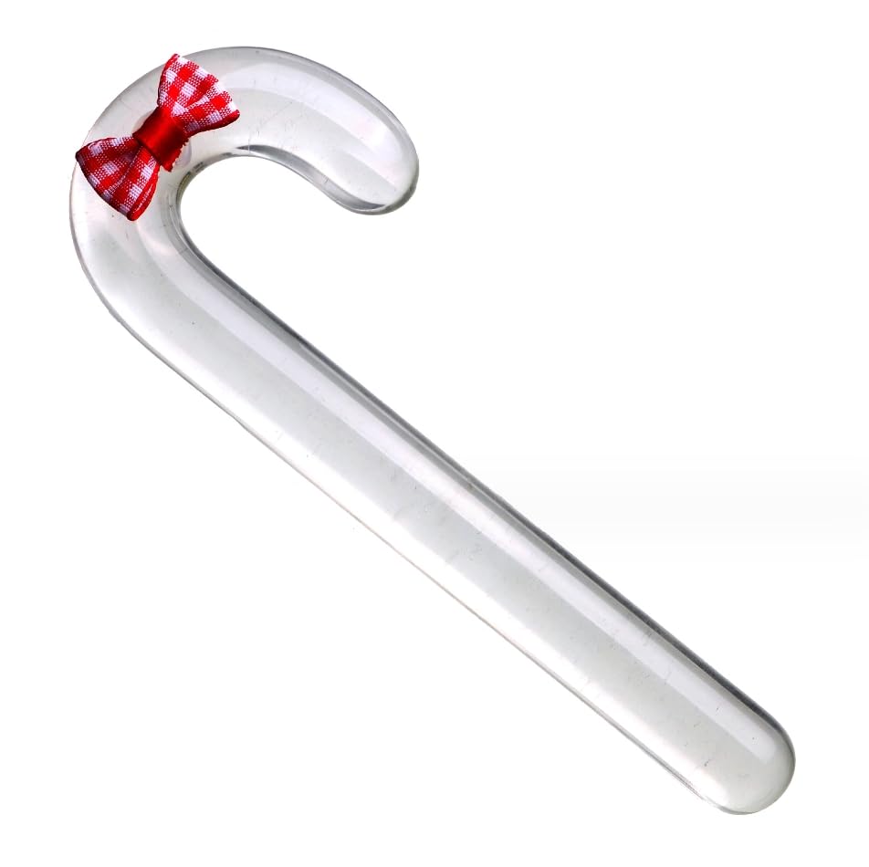 Glass Sex Toy Wand Double-Ended Butt Plug Anal Beads G-spot Stimulation to Dildo Christmas Gift Candy Cane Unisex Anal Butt Plug for Men Women (17.5cm, Candy A): 16cm Bow