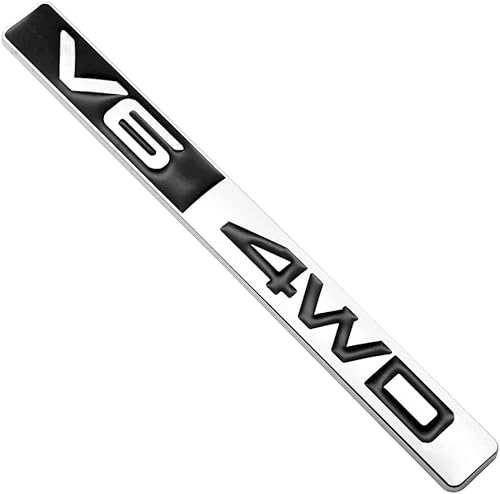 Miniatura 3 de 1 calcomanía de metal V6 4WD emblema para maletero, portón trasero, deportivo, 3D, placa de identificación (negro cromado)