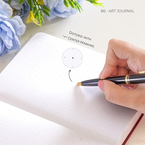 Image of NEORAH - B6 - ART JOURNAL | 200Gsm Dotgrid Notebook |144 Pages(17.5 x 12.5 cm) | Lay Flat |HardCover Bullet - Journal |3 Bookmarks |Elastic Closure| Inner BackPocket | Ideal-Bujo,Drawing (RED)