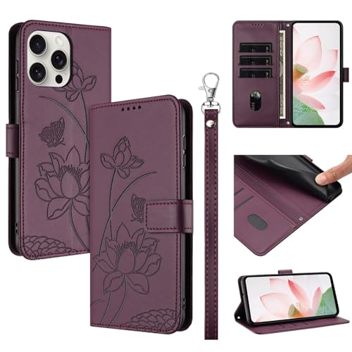Protection iPhone 15 Pro bordeaux anti-choc et anti-rayure avec clapet magnétique sécurisé