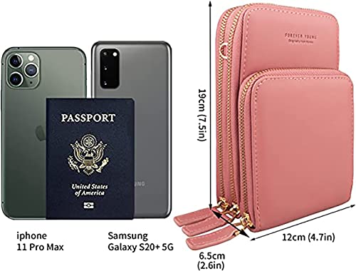 Image of BOSTANTEN Girls Women Women's Wallet Sling Crossbody Bag for Mobile Cell Phone Holder Pocket Wallet Wallets Hand Purse Clutch Crossbody Sling Bag for Women Womens Girls (pink)