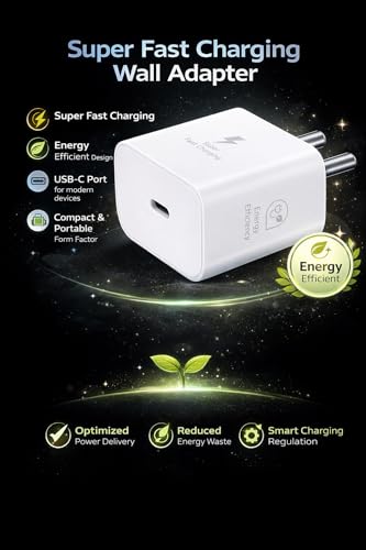 Image of Lynacz Original 25W Charger Adapter Cable for Samsung S20 FE 5G,S21 FE,S22 FE,S23 FE,A52 5G,A32 5G,A22 5G,A34 5G-Black [GFD87 (White)