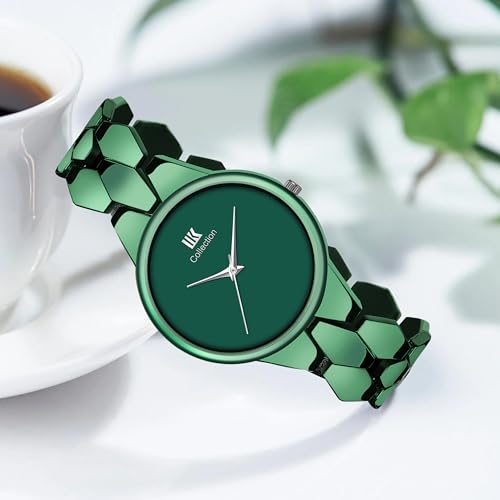 Image of IIK COLLECTION Watch for Women Round Dial |Analogue Quartz Movemnet Ladies Watch|Long Battery Life|Stainless Steel Adjustable Bracelet Chain Strap|Fancy Clasp Safety Watch for Woman