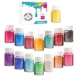 Mica Powder 15 Colors, Natural Pigment Dye for Epoxy Resin Casting, Coloring Powder for Slime Bath Bomb Soap Making Bright Nail Art(10g/ 0.35oz Each)