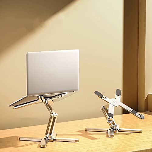 X-Shaped Design Laptop Stand for Desk Compatible, Aluminum Height Adjustable with 360 Rotating Base Portable Stand ，Five Rotary Shaft Fully Foldable for Easy Storage Compatible 14-17''Laptops…
