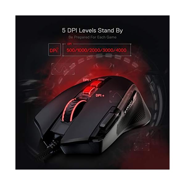 Redragon M612 Predator RGB Gaming Mouse, 8000 DPI Wired Optical Gamer Mouse with 11 Programmable Buttons & 5 Backlit Modes, Software Supports DIY Keybinds Rapid Fire Button - Image 7