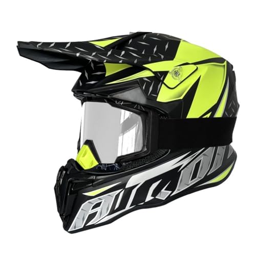 Casco de Motocicleta Todoterreno para Adultos Cascos Integral Ligero para Motocross y Moto para Karting Carreras de montaña ATV y BMX con Gafas máscara y Guantes