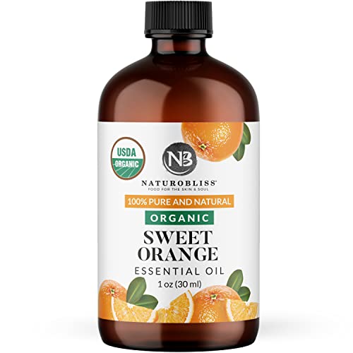 Image of NaturoBliss Organic Sweet Orange Essential Oil, 100% Pure Therapeutic Grade, Premium Quality, 1 fl. Oz / 30 ml - Perfect for Aromatherapy and Relaxation