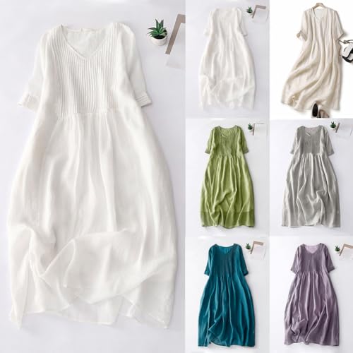 Robe ample col en V lin ORANDESIGNE coupe confort - 4