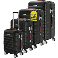 Monzana® Koffer Kofferset 4er Hartschalen S-M-L-XL Gel-Griffe Zwillingsrollen ABS Hardcase Schloss Füße Trolley Rollkoffer Reisekoffer Nachtschwarz