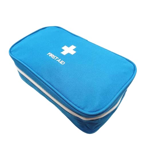 Image of Red First Aid Bag Empty Travel Rescue Pouch First Responder Storage Medicine Emergency Bag for Car Home Office Kitchen Sport Outdoors (Blue with Handle)