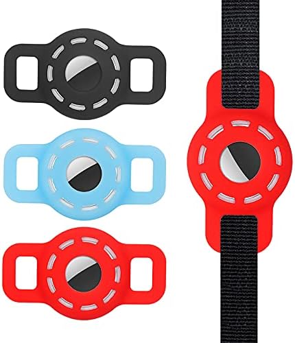 Silicone Case Compatible with Airtag GPS Tracker, Fit for Dog Cat Collar Air Tag Holder, Protective Case Compatible for Apple Airtags Accessories 3 Pack (Style 2)