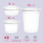 Deli Food Storage Containers With Lids - [48 Sets] - (8, 16, 32 Oz) - Plastic Deli Containers Variaty Pack - Soup Containers With Airtight Lids - Microwave, Freezer & Dishwasher Safe