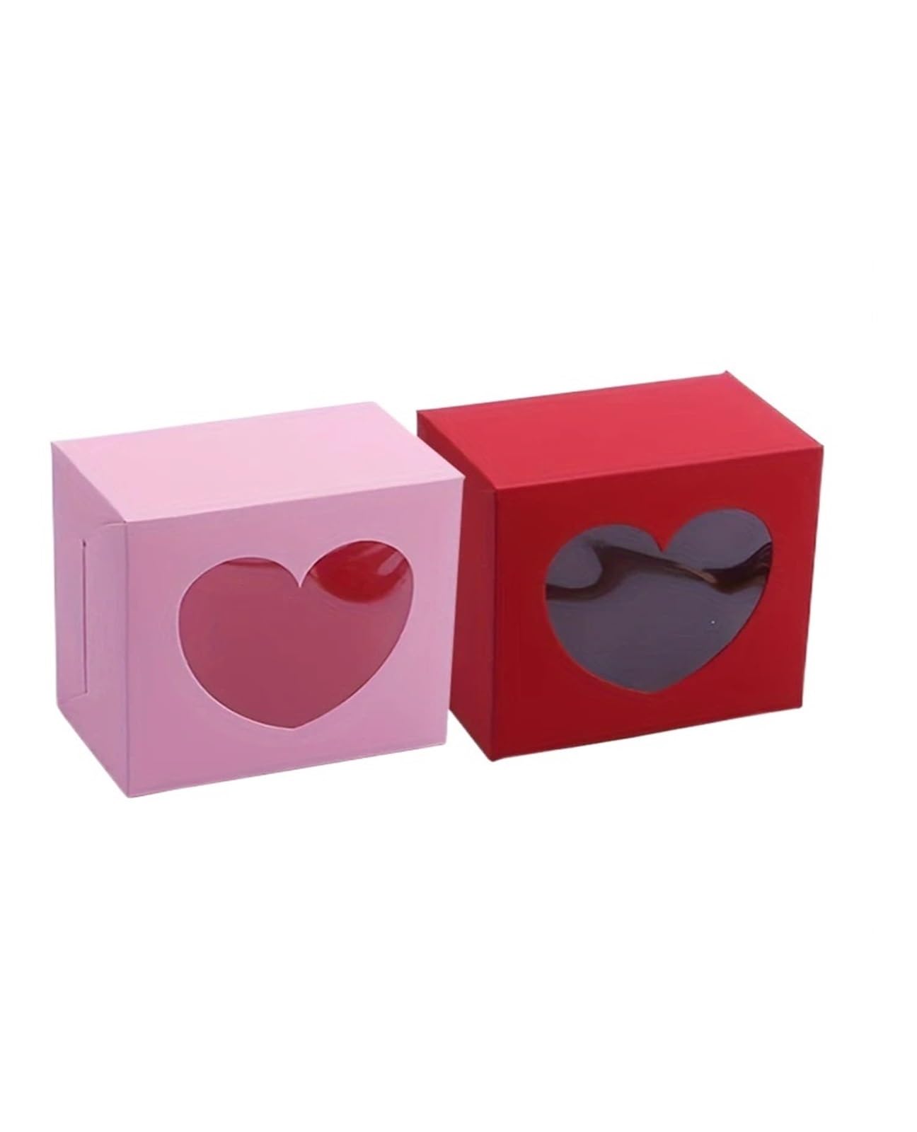 BTRYLDCFA Wedding Candy Box 10pcs Wedding Candy Box Used For Baking Cupcakes And French Pastry Muffin Boxes, With Transparent Window Opening Cupcake Box(5pcs Red 5pcs Pink)