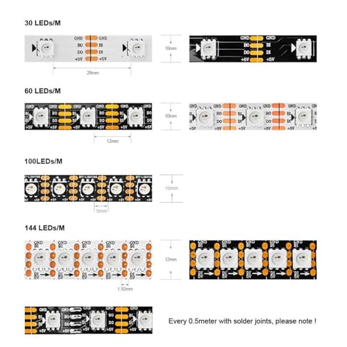 Tira LED WS2813 5m 60 LEDs IP67 PCB blanco miniatura 4