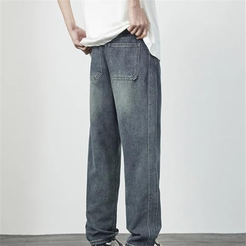 Men's Straight Leg Jeans Korean Retro Style Streetwear High Street Denim Trousers Casual Fit4