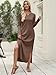 ANRABESS Women Long Sleeve Dresses 2025 Fall Casual Crewneck Loose Fit Split Flowy Wrinkle-Free Travel Vacation Maxi Dress Brown Small
