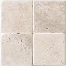 Tenedos Crema Marfil 6x6 Marble Tile Tumbled & Honed Square Tile for Backsplash, Bathroom, Floor, Fireplace, and Wall Use 4 Pieces Covers 1 Sq.Ft.