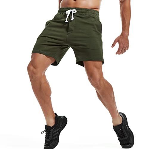 Image of AMY COULEE Mens Athletic Workout Shorts 5.5 inch Cotton Casual Shorts Elastic Waist Joggers Sports Sweat Shorts