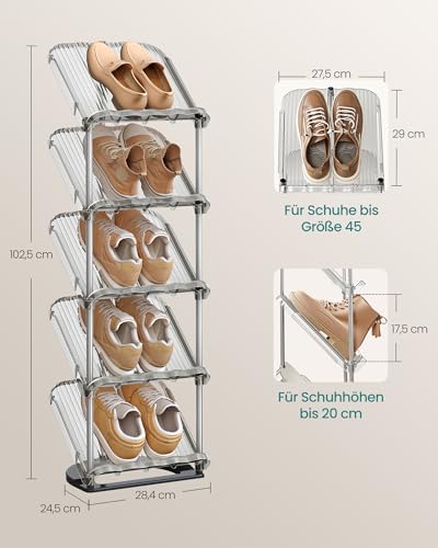 SONGMICS Schuhregal, 2er Set, 5 Ebenen, 28,4 x 24,5 x 102,5 cm – Ansicht 4
