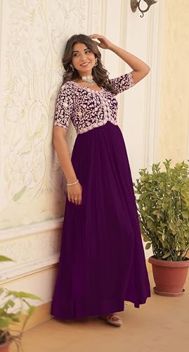Image of Fashion Basket Georgette Embroidered Anarkali Dress for Women