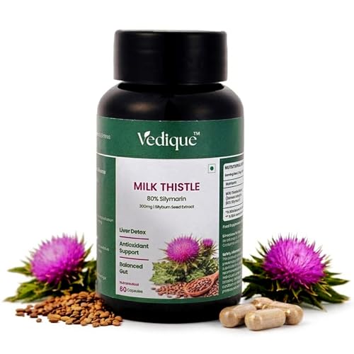 Image of Milk Thistle Capsules 600 mg | 80% Silymarin Extract | Liver Detox & Support Supplement | Antioxidant Formula | 60 Veg Capsules