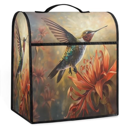 Coffee Maker Cover Flower Hummingbird Kitchen Appliance Covers Small Appliance Covers Blender Cover Juicer Cover Dust Covers for Kitchen Appliances with Top Handle and Pockets,Washable,B776