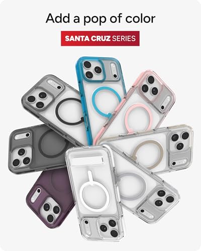 Image of ZAGG Santa Cruz Snap Case with Kickstand for iPhone 17 Pro Max - Jet Black, Drop Protection (13ft /4m), MagSafe Charging Compatible, ClearGuard Anti-Yellowing Technology, Scratch Resistant Phone Case