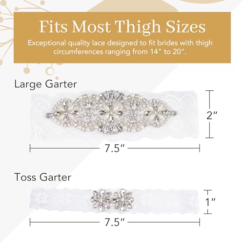 Large White Stretch Lace Wedding Leg Garter & Toss Set with Branded Luxurious Bag for Easy Storage. Made for Plus Size Woman4