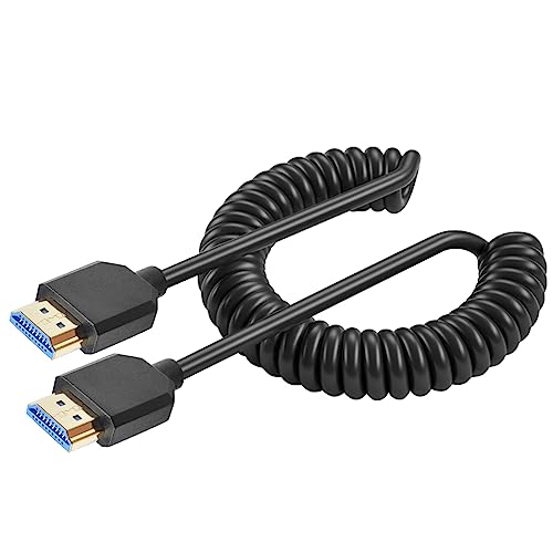 Duttek 8K HDMI Coiled Cable 1.8M, Ultra HD HDMI to HDMI Coiled Cable, Ultra Thin HDMI 2.1 Male Cable Support 48Gbps, 8K@60Hz